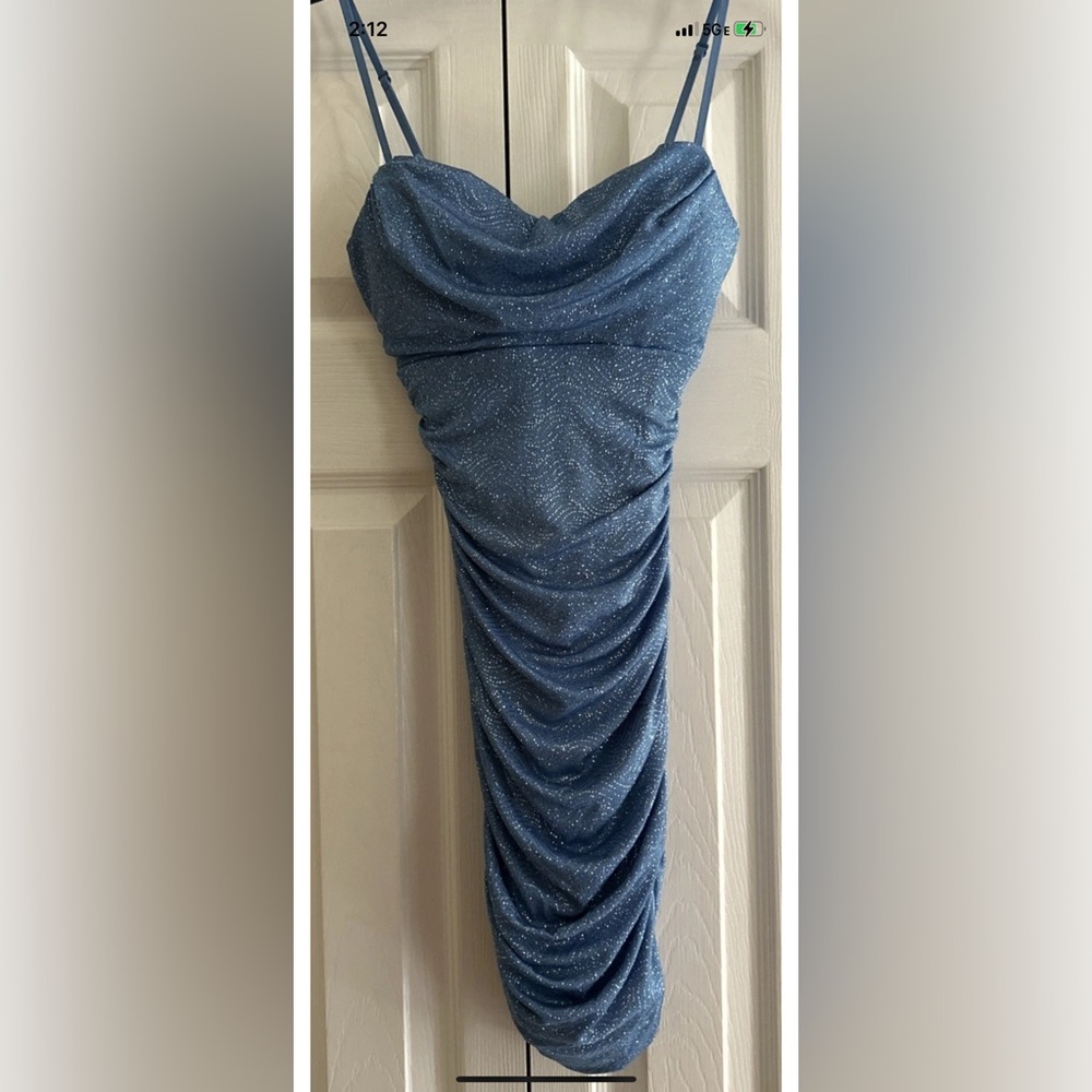 Emerald Sundae Blue Glitter Mini Dress